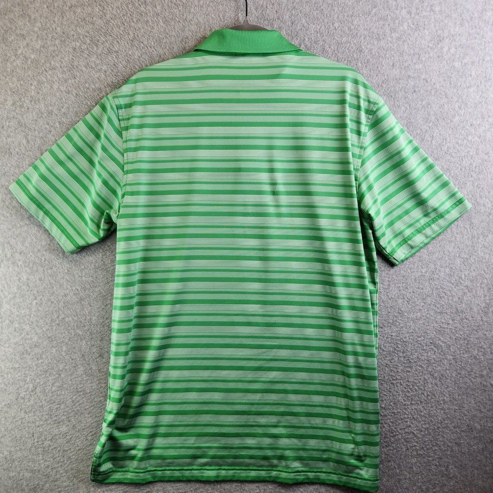 Peter Millar Summer Comfort Polo Shirt Mens Medium Green Striped Stretchy - Picture 6 of 15